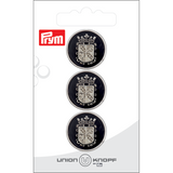 Prym Union Knopf Poly Button Metalized Shank 22mm Black - Pack of 3