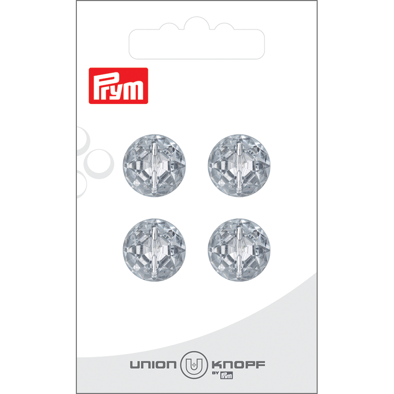 Prym Union Knopf Poly-Button Shank 15mm Transparent - Pack of 4
