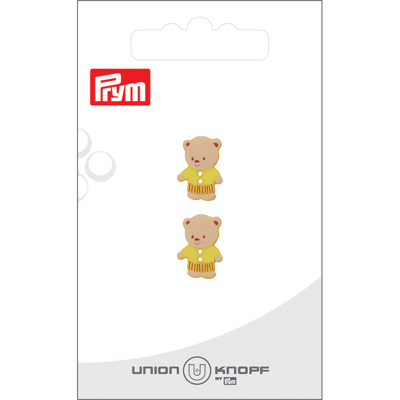 Prym Union Knopf Poly-Button 2 Hole Bear 15mm Yellow - Pack of 2