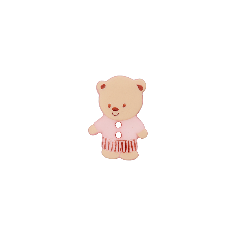 Prym Union Knopf Poly-Button 2 Hole Bear 15mm Rose - Pack of 2