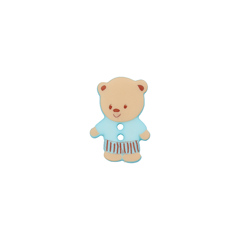 Prym Union Knopf Poly-Button 2 Hole Bear 15mm L-Blue - Pack of 2