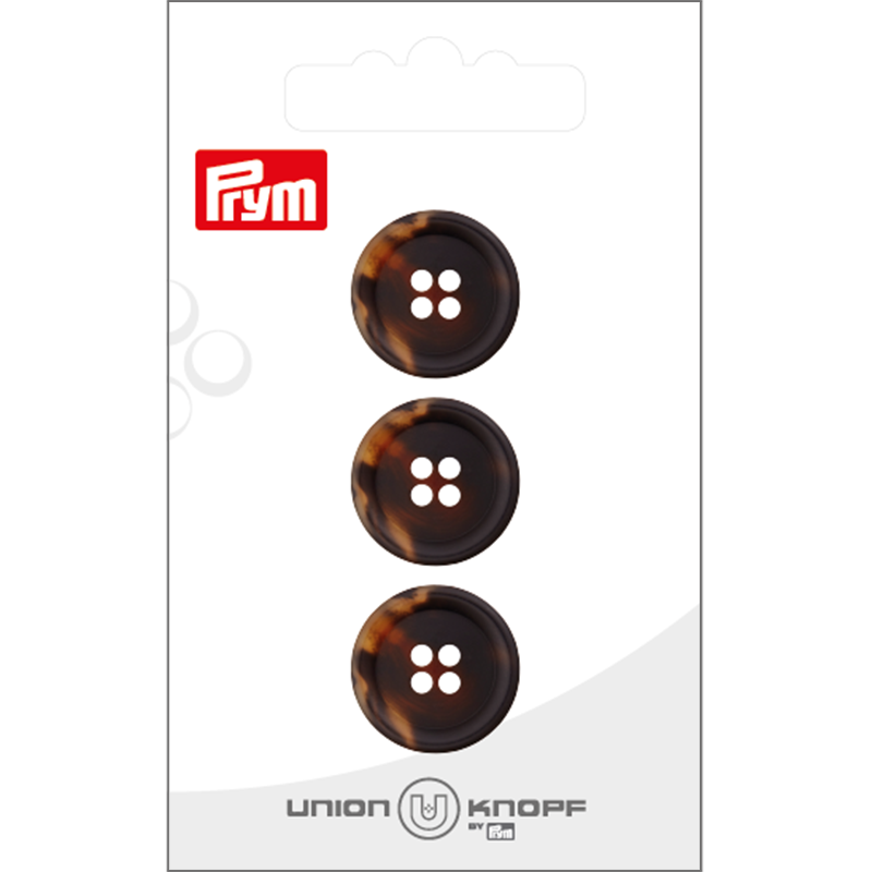 Prym Union Knopf Poly-Button 4 Hole 18mm Dark Brown - Pack of 3