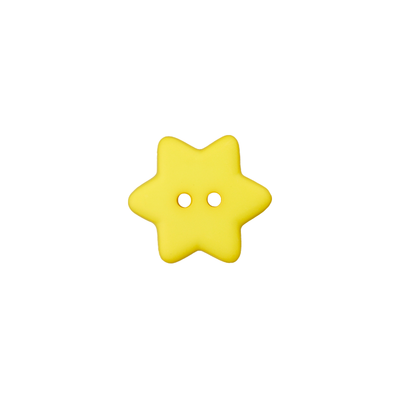 Prym Union Knopf Poly-Button 2 Hole Star 15mm Yellow - Pack of 4