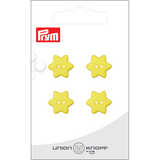 Prym Union Knopf Poly-Button 2 Hole Star 15mm Yellow - Pack of 4