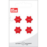 Prym Union Knopf Poly-Button 2 Hole Star 15mm Red - Pack of 4