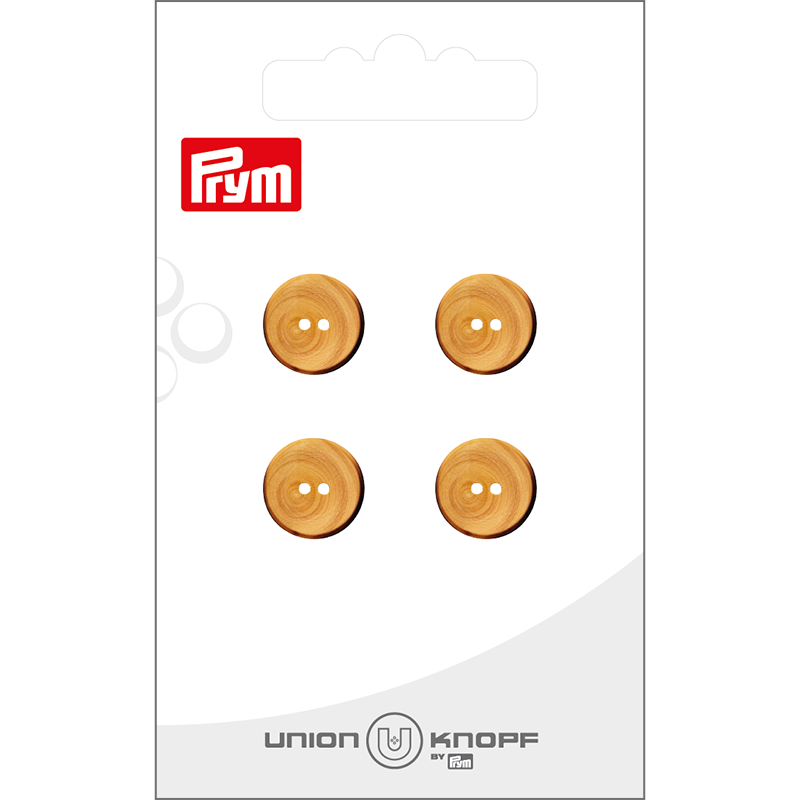 Prym Union Knopf Wood Button 2 Hole 12mm Beige - Pack of 4