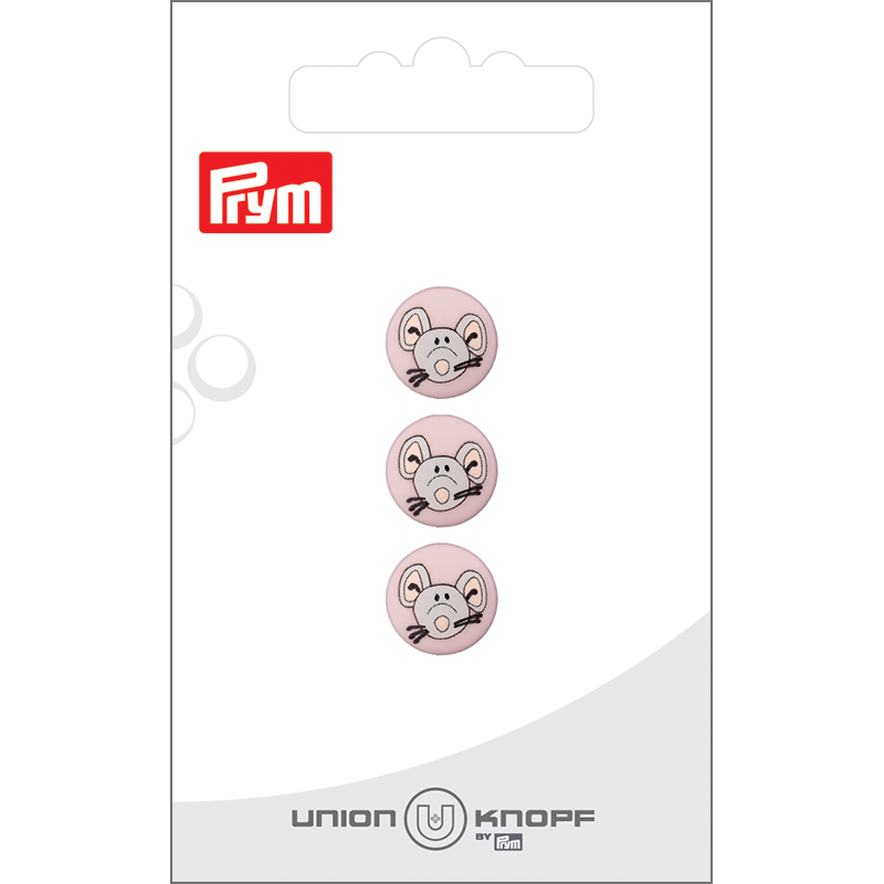 Prym Union Knopf Poly-Button Shank Mouse 12mm Rose - Pack of 3