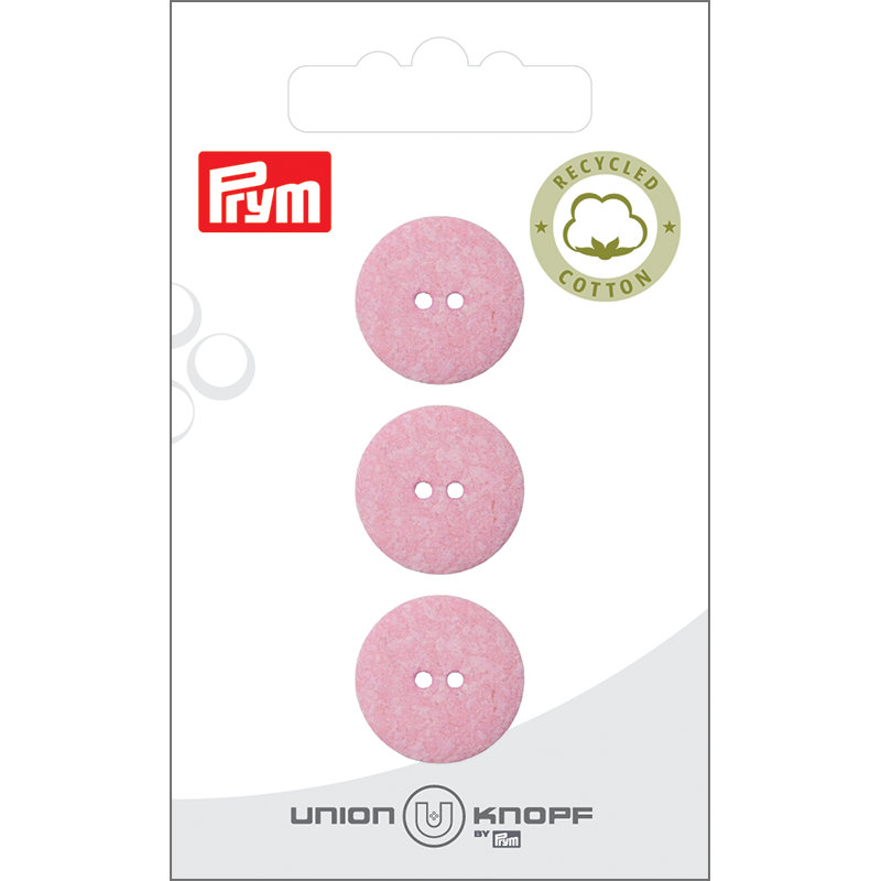 Prym Union Knopf Cott./Poly-Button Rec. 2L 18mm Rose - Pack of 3
