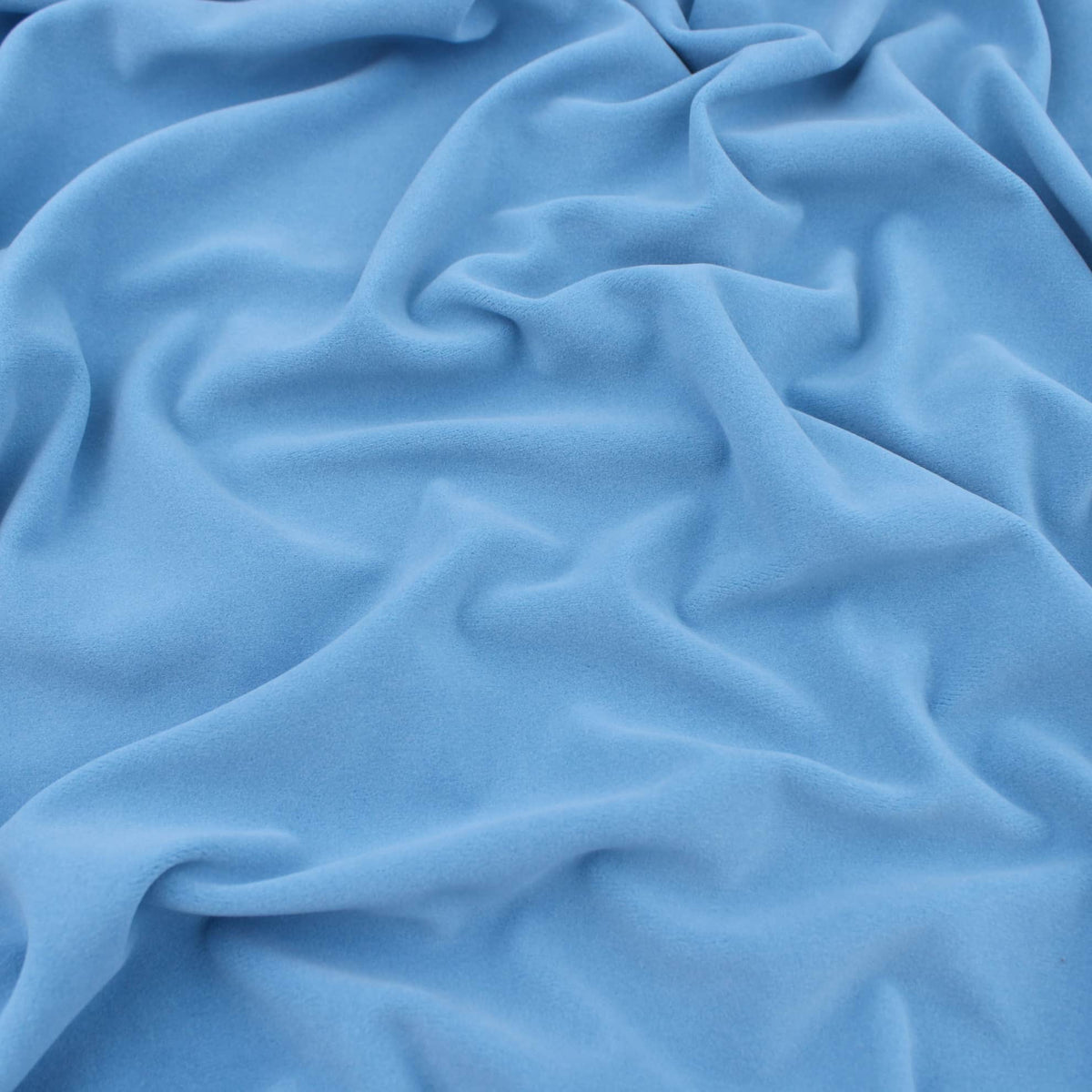 Upholstery Furnishing Fabric  - Chenille Feel Velvet Suede Blue