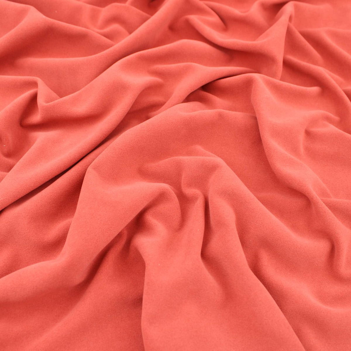 Upholstery Furnishing Fabric  - Chenille Feel Velvet Suede Red