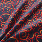 Chenille Velvet Navy Red Thick Swirls