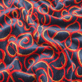 Chenille Velvet Navy Red Thick Swirls