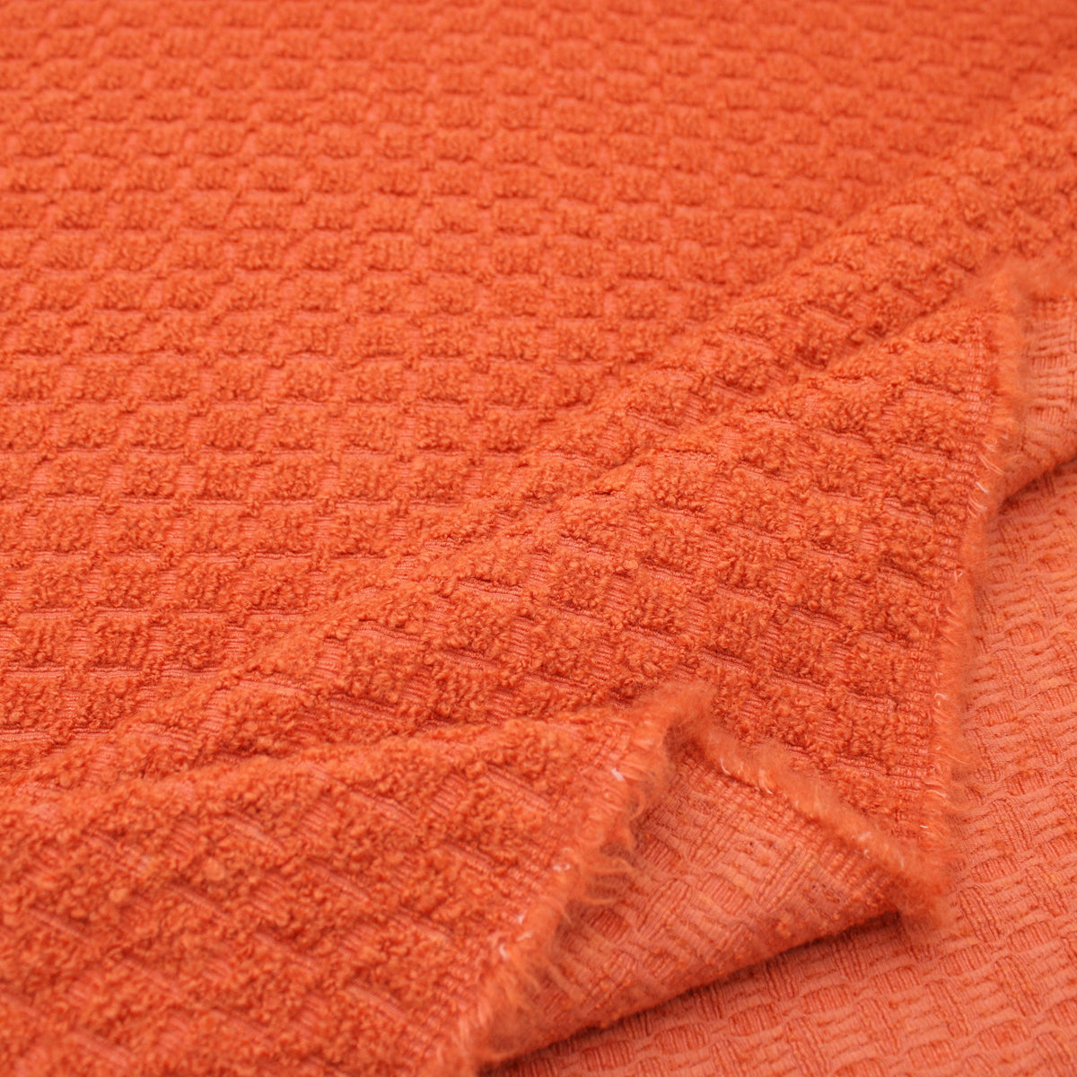Orange Thick Textured Boucle Squares