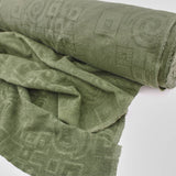 Upholstery Furnishing Fabric  - Squares Tweedy Textured Chenille Army Green