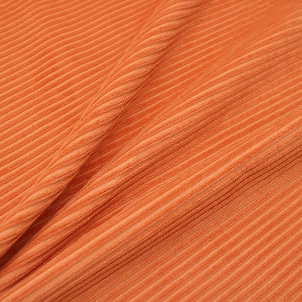 Textured Striped Corduroy Suede Velvet Feel Orange