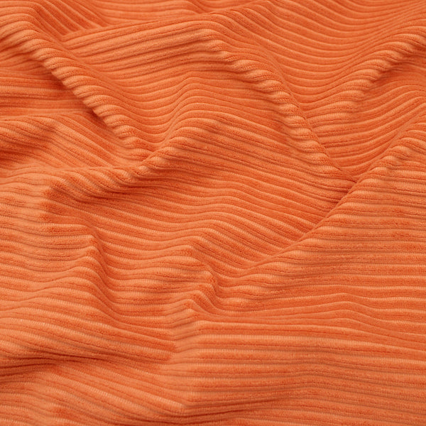 Textured Striped Corduroy Suede Velvet Feel Orange