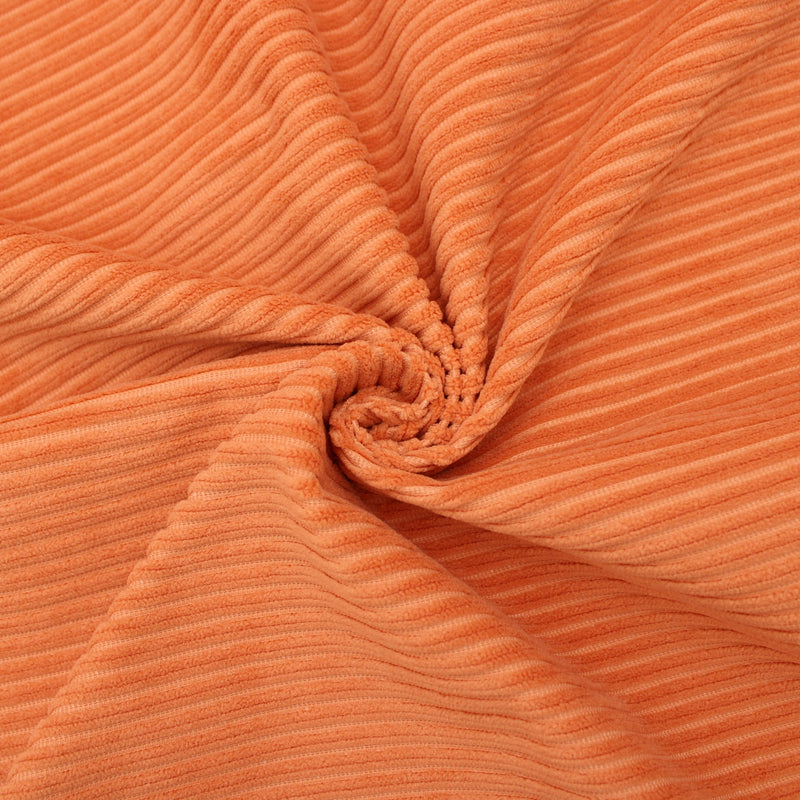 Textured Striped Corduroy Suede Velvet Feel Orange