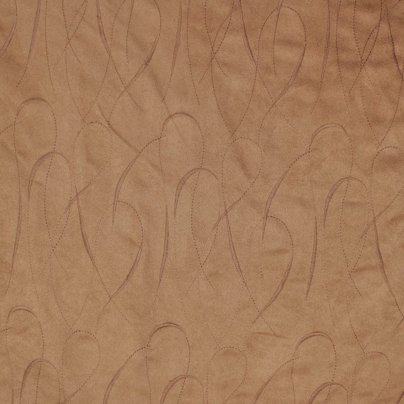 Upholstery Furnishing Fabric  - Thick Suede Embroidery Tan