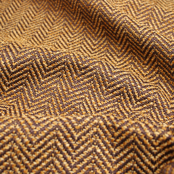 Tweedy Chunky Weave Herringbone Gold Brown