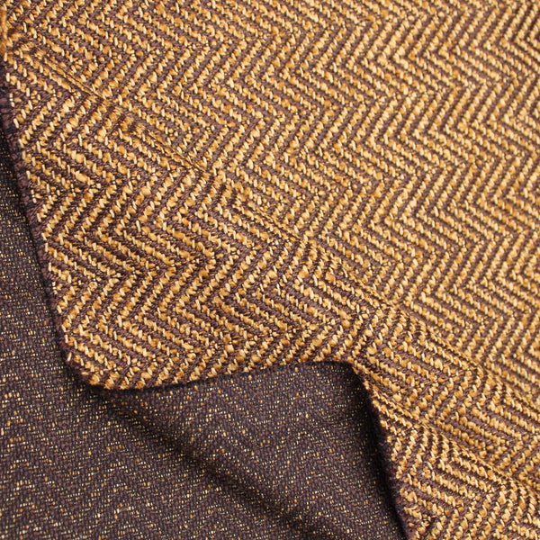 Tweedy Chunky Weave Herringbone Gold Brown