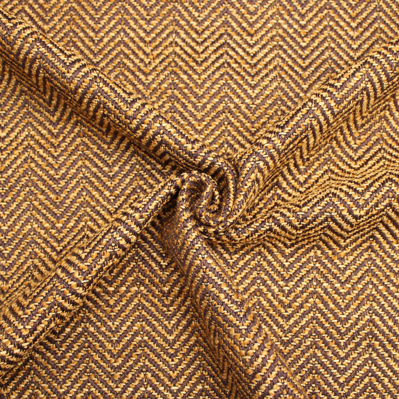 Tweedy Chunky Weave Herringbone Gold Brown