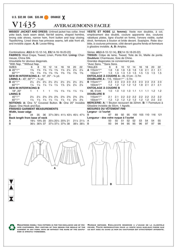 Vogue Dress Sewing Pattern V1435