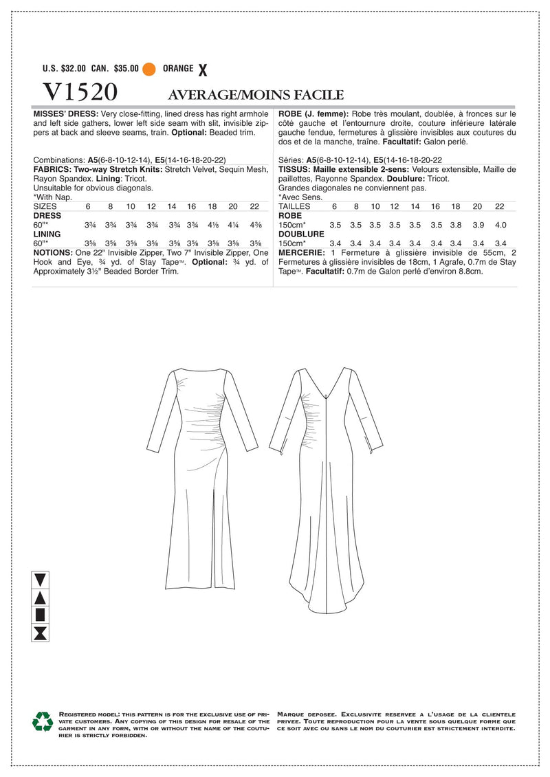 Vogue Occasion Spec Sewing Pattern V1520