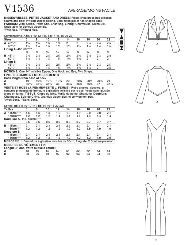 Vogue Misses Dress Sewing Pattern V1536