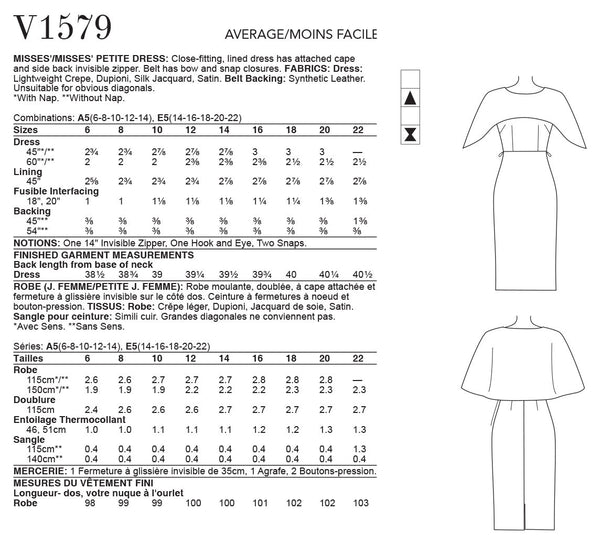 Vogue Misses Dress Sewing Pattern V1579