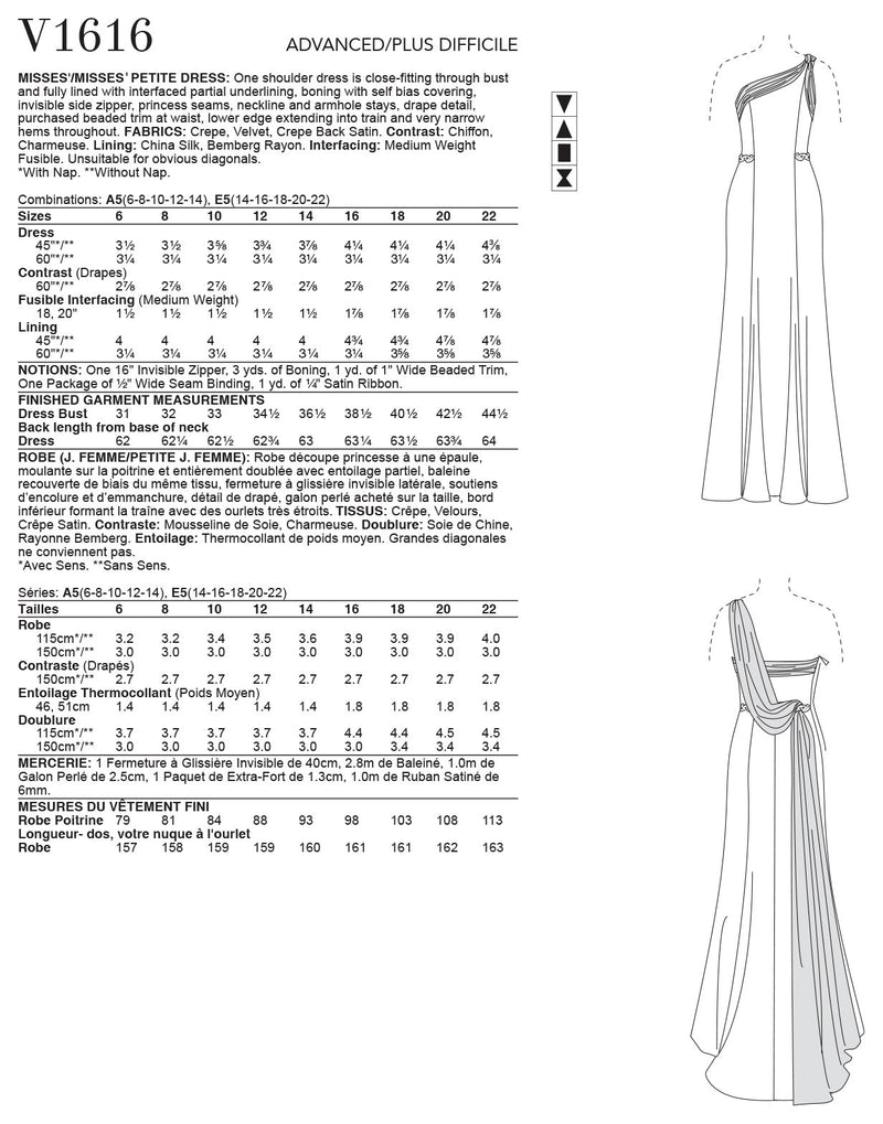 Vogue Misses Dress Sewing Pattern V1616