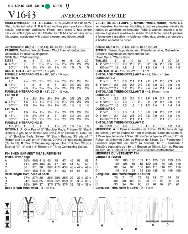 Vogue Petite Miss Sportswr Sewing Pattern V1643