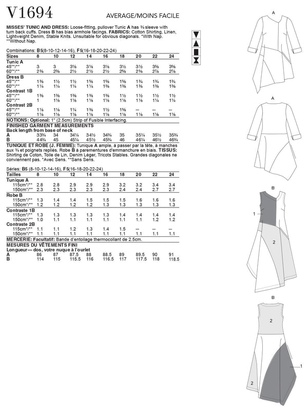 Vogue Dress Misses Sewing Pattern V1694