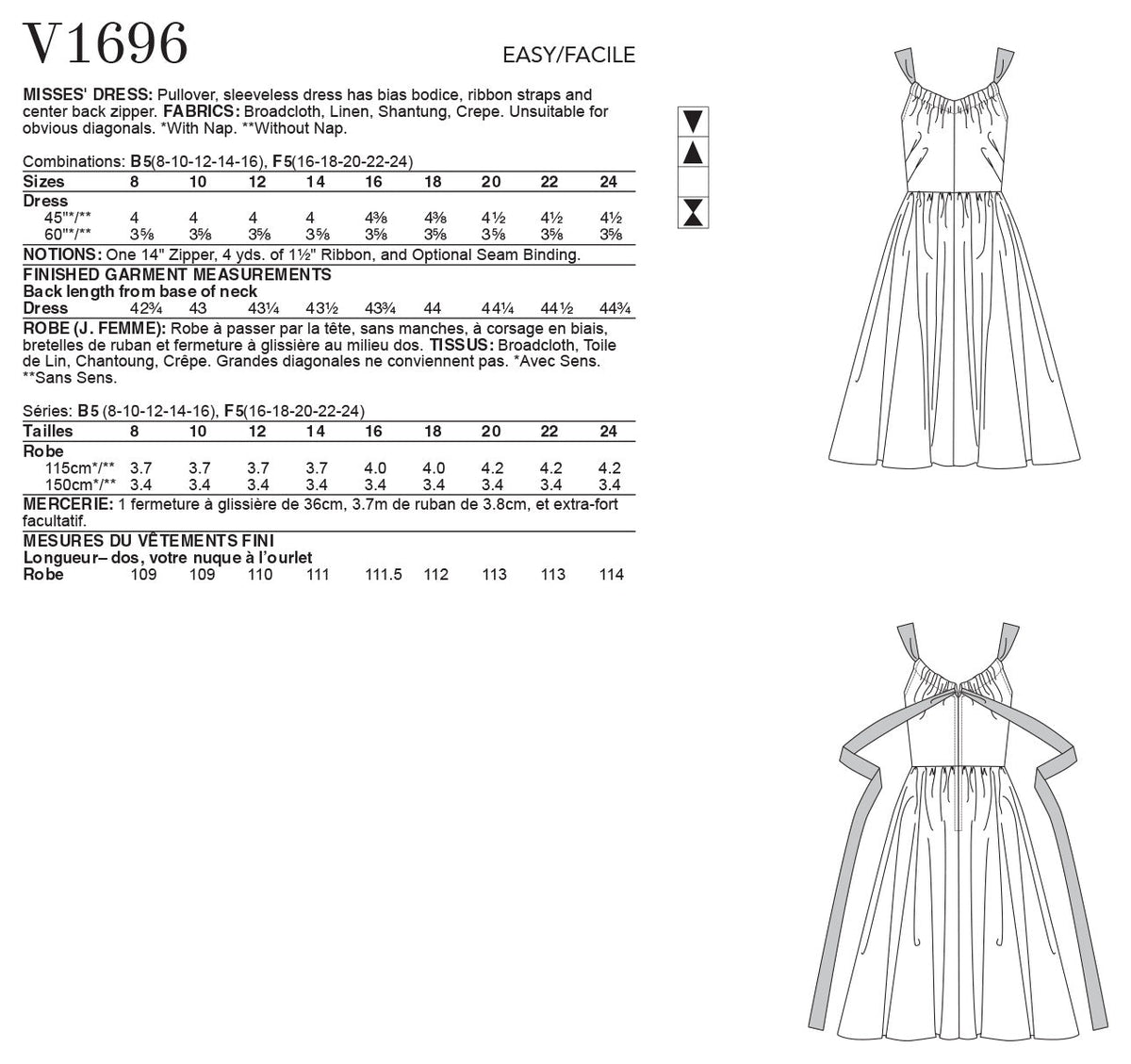 Vogue Dress Misses Sewing Pattern V1696