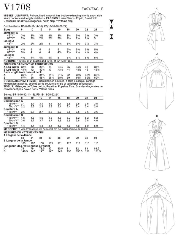 Vogue Dress Misses Sewing Pattern V1708