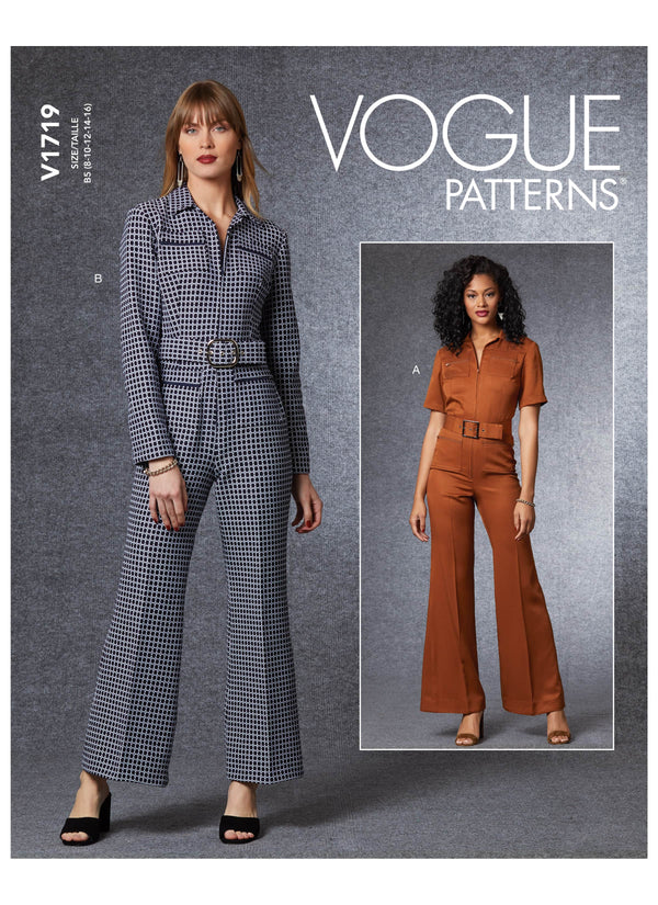 Vogue Jumpsuit Misses Belt Sewing Pattern V1719