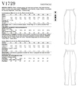 Vogue Pants Misses Sewing Pattern V1729