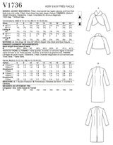 Vogue Jacket Misses Dress Sewing Pattern V1736