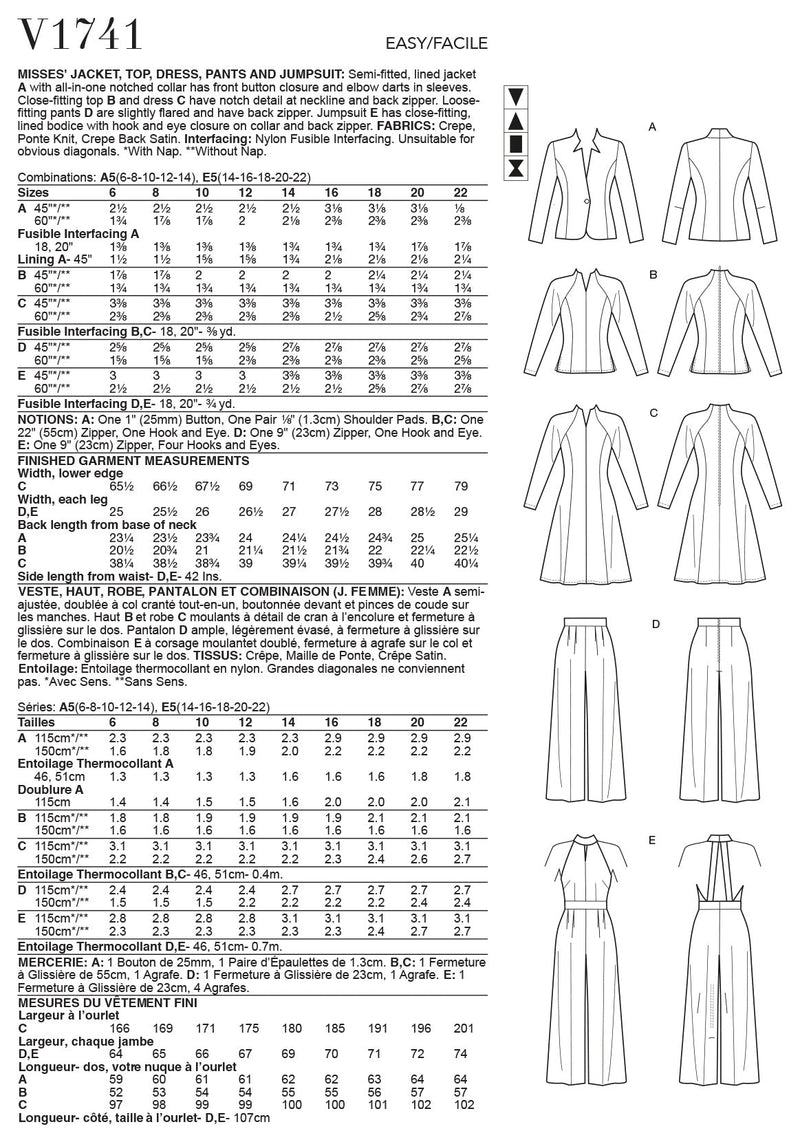 Vogue Sportswear Misses Sewing Pattern V1741