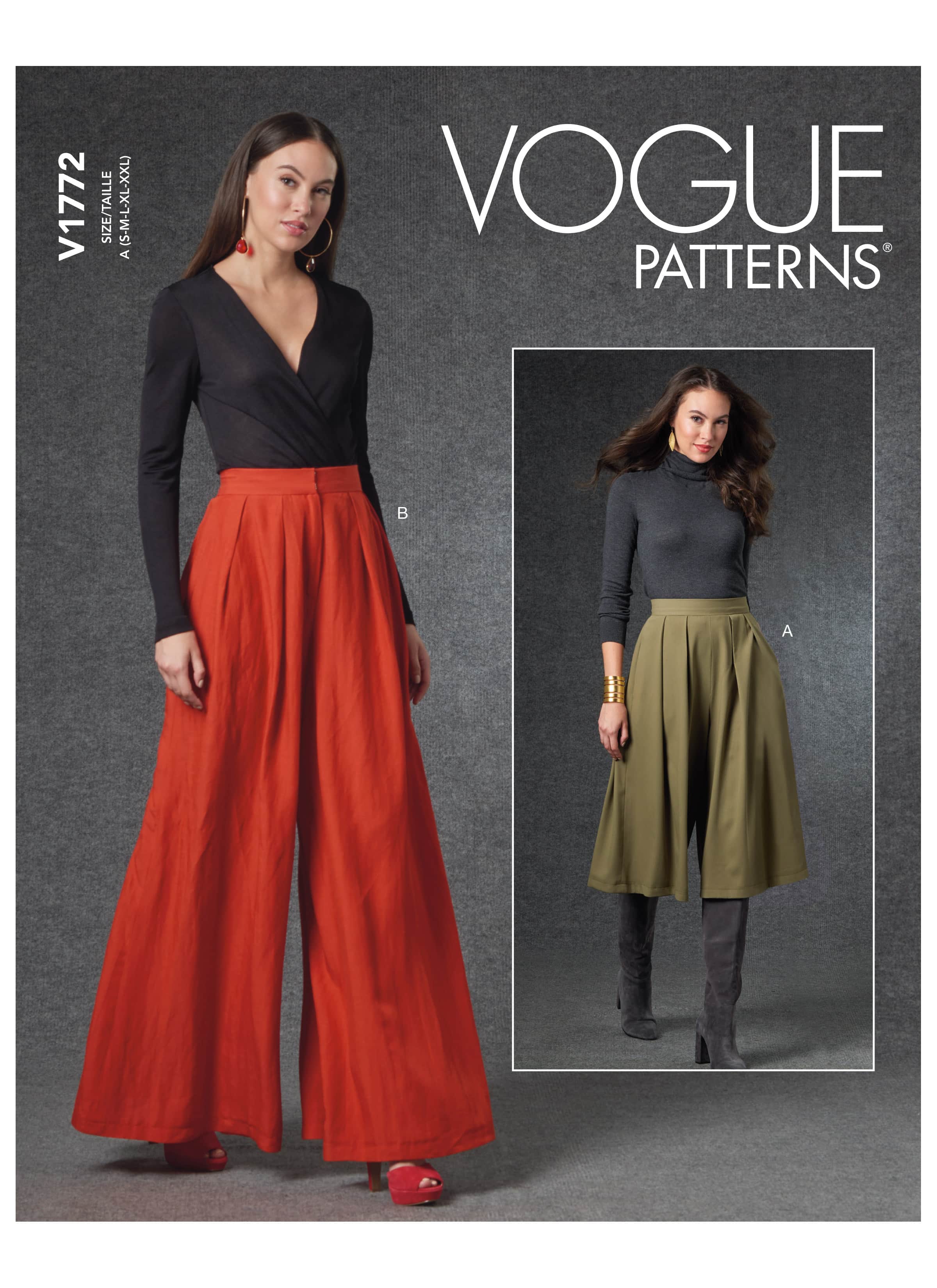 Vogue Misses Skirt/Pants Pants Misses Sewing Pattern V1772A (S-M-L-XL ...