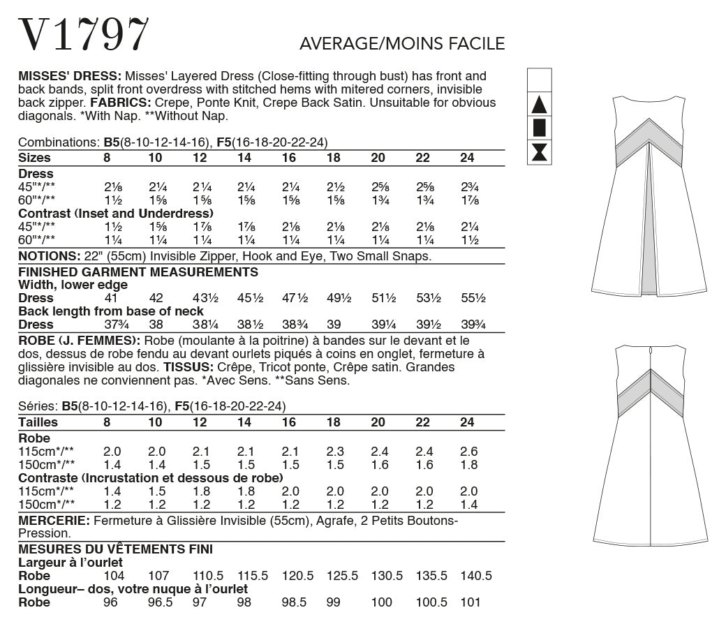 Vogue Dress Misses Sewing Pattern V1797