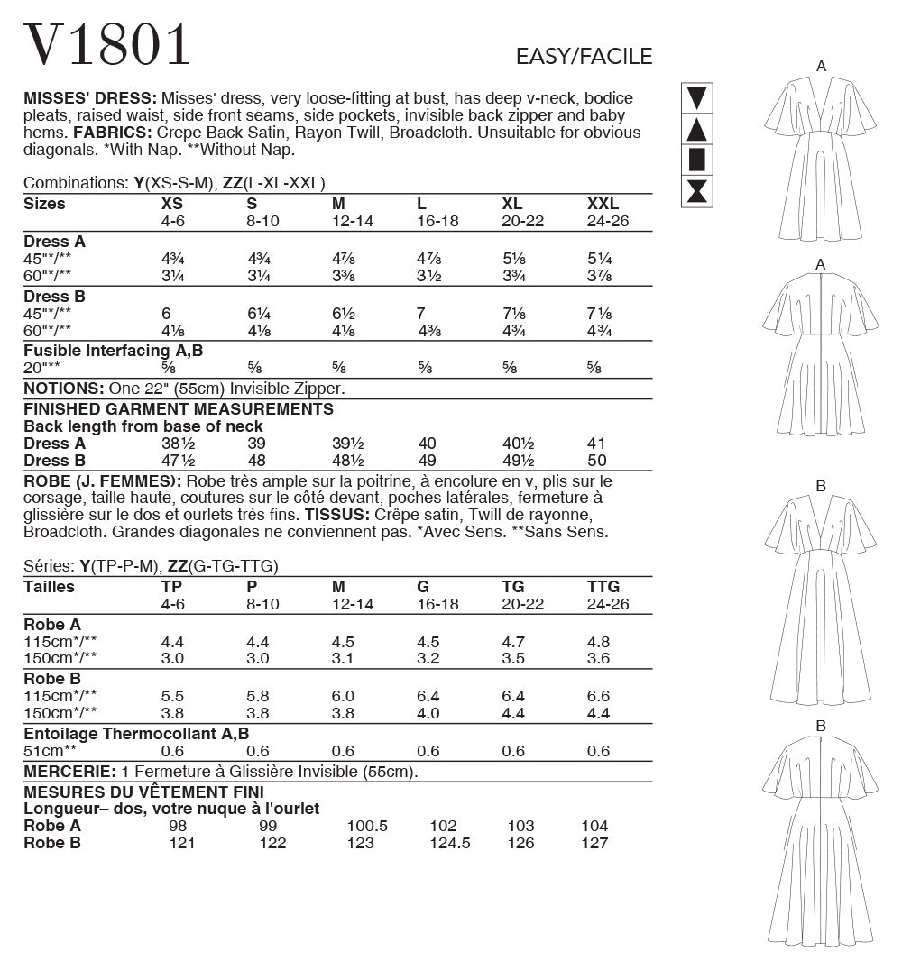 Vogue Dress Misses Sewing Pattern V1801