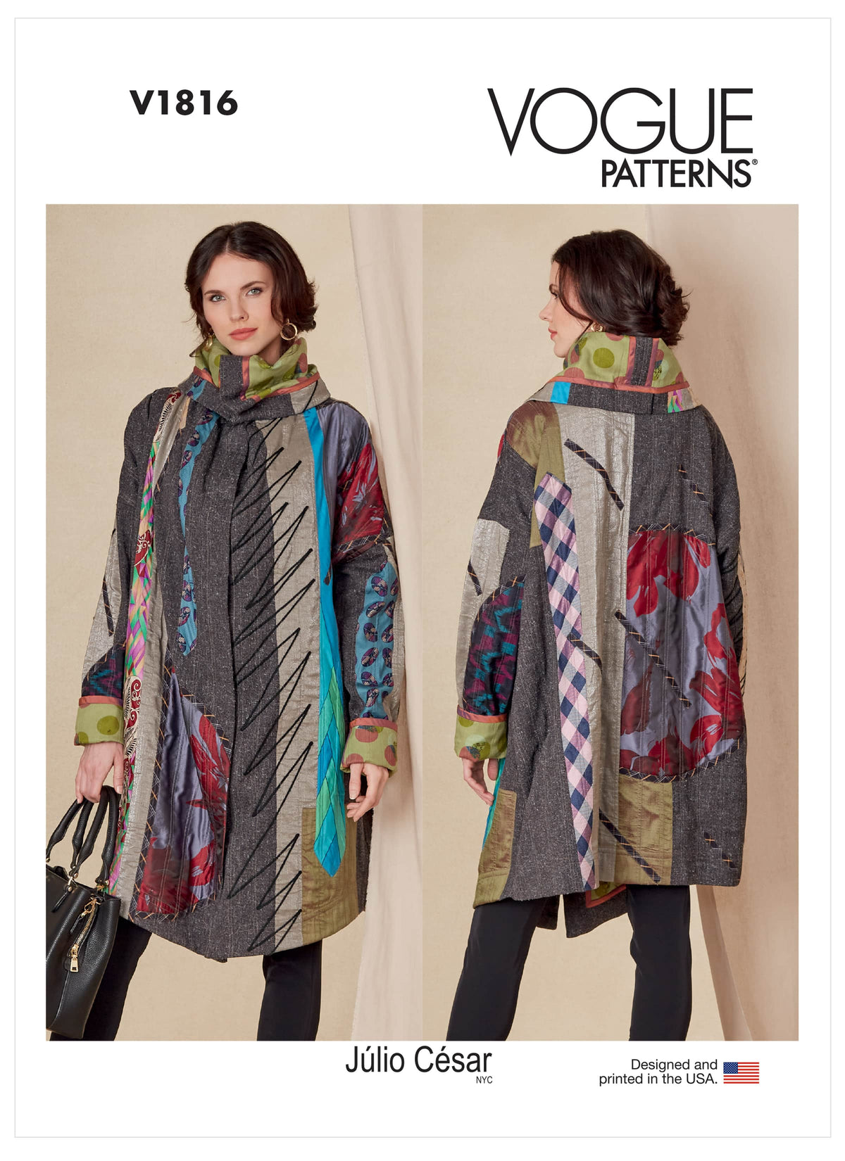 Vogue Misses Jacket Reversible Coat Sewing Pattern V1816A (XS-S-M-L-XL)