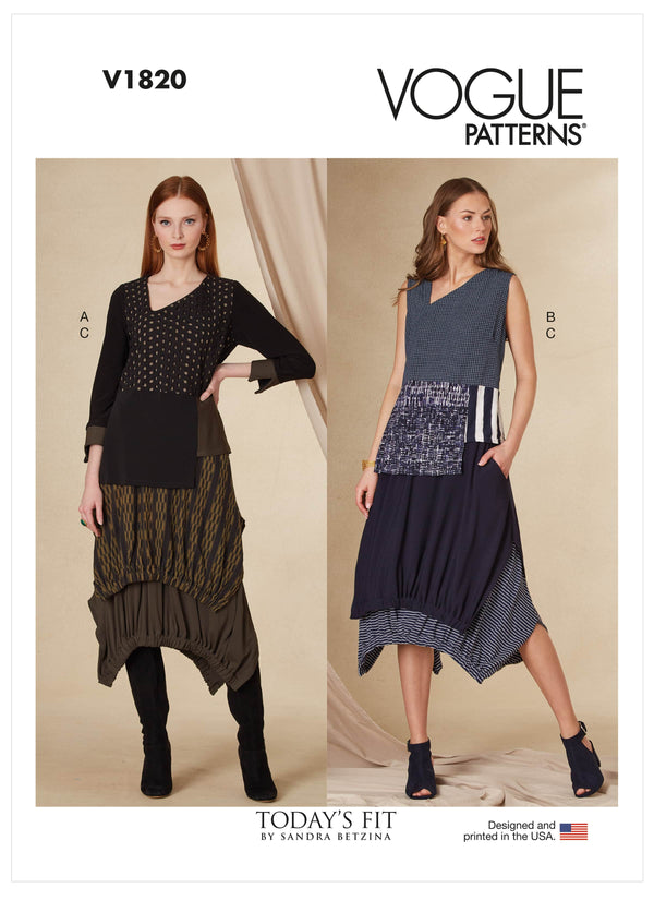 Vogue Misses Sportswear Top Skirt Sewing Pattern V1820A (A-B-C-D-E-F-G-H-I-J)
