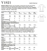Vogue Misses Dress Sewing Pattern V1821A (XS-S-M-L-XL-XXL)
