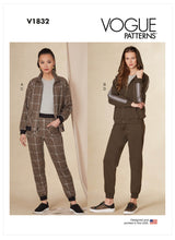 Vogue Misses Sportswear & Petite Jacket & Pants Sewing Pattern V1832A (XS-XXL)