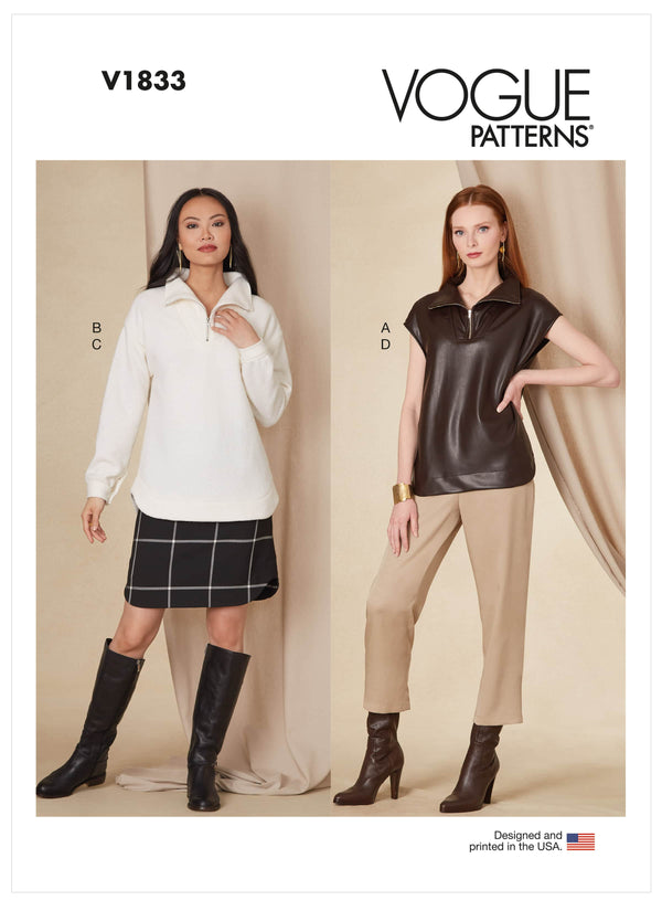 Vogue Misses Sportswear Top, Skirt Pants Sewing Pattern V1833A (XS-S-M-L-XL-XXL)