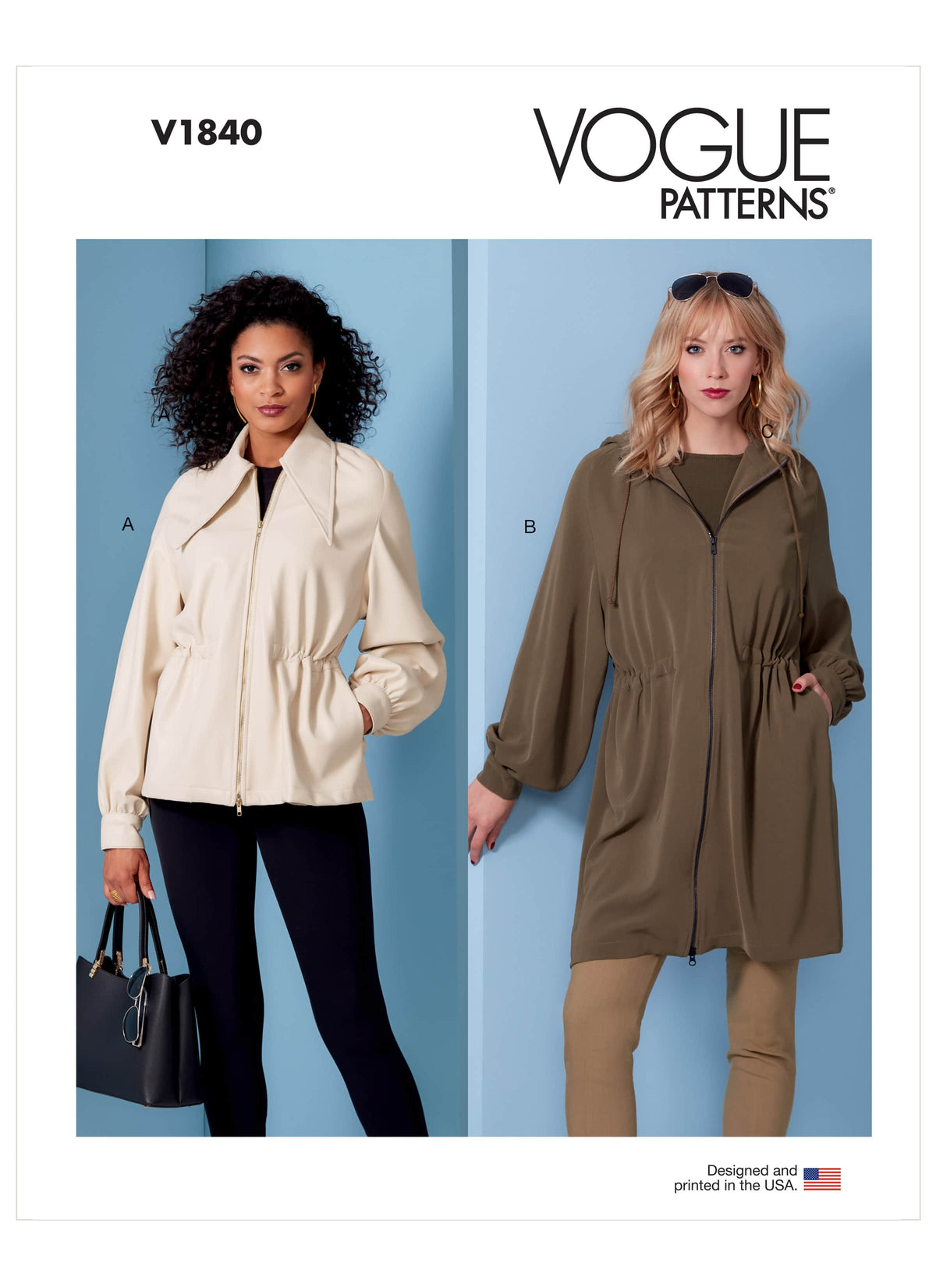 Vogue Misses Jacket Misses Sewing Pattern V1840A (S-M-L-XL-XXL)