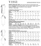 Vogue Misses Dress Tunic Sewing Pattern V1843A (A-B-C-D-E-F-G-H-I-J)