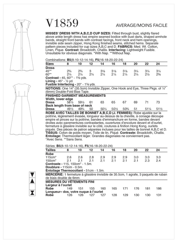 Vogue Dress Misses Sewing Pattern V1859