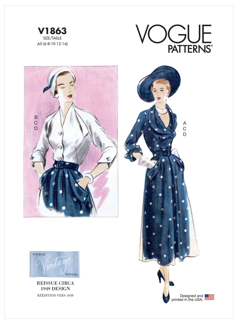 Vogue Blouse, Misses & Skirt Belt Sewing Pattern V1863